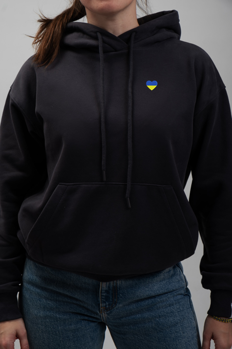Heart with Ukraine | Embroidered Hoodie | Regular Fit