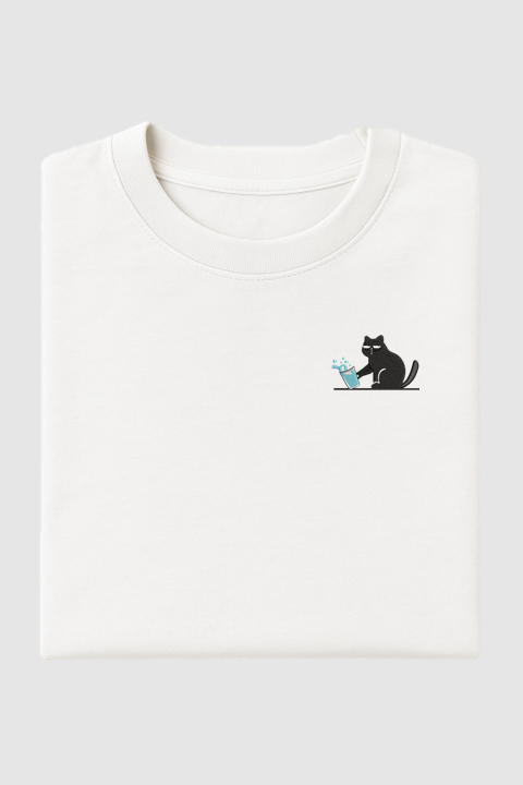 Cat | Embroidered T-Shirt | Oversized Fit